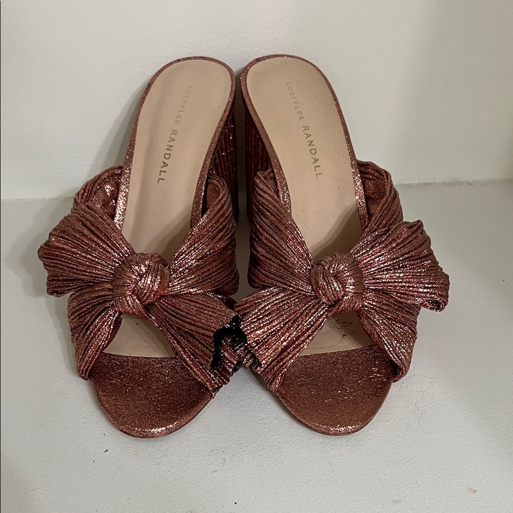 Loeffler Randall Women's Rose Gold Bow Mules